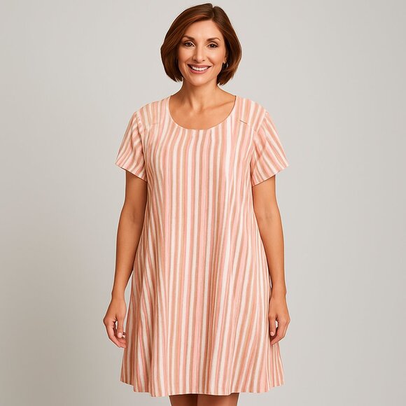 Lush Dresses & Skirts - LUSH Pink White Striped Swing Dress L – Boho Minimalist Office Old Money Chic